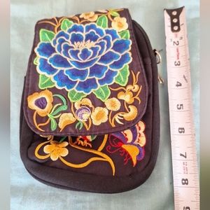 Blue Floral Embroidered purse.